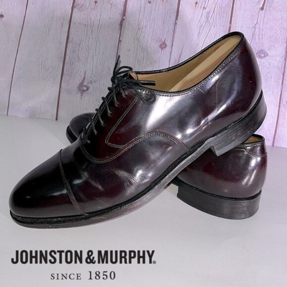 JOHNSTONE & MURPHY Men\'s Burgundy Derby Dress Shoes. Size: 10M